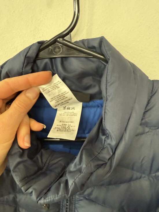 Patagonia Women's Down Parka Medium M Navy Blue Jacket Coat Puffer Long Zip Up - Picture 5 of 5
